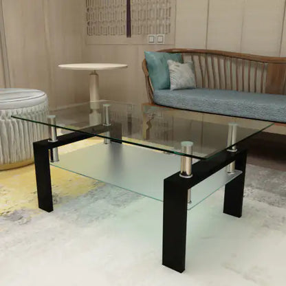 Style Loft Collection Elegant Black Glass Coffee Table