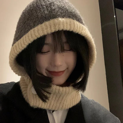 Style Loft Collection Button Up Wool Cap and Neck Warmer