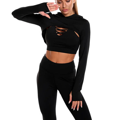 Style Loft Collection Rig Veda Yoga Cropped Hoodie, Top, and Leggings Set