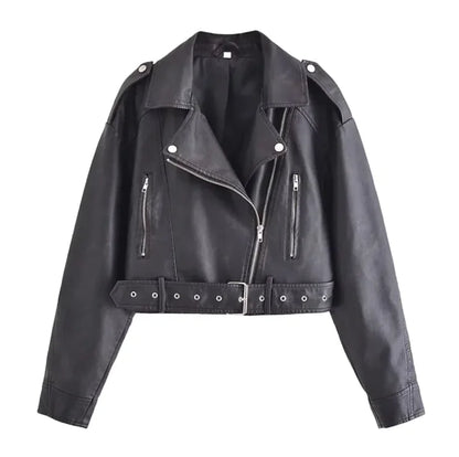 Style Loft Collection Graceful In Cleveland Washed Vegan Leather Motorcycle Jacket