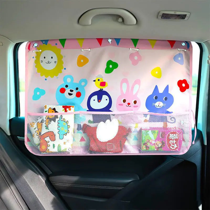 Style Loft Collection Car Sunshade with Storage Pocket and Suction Cups