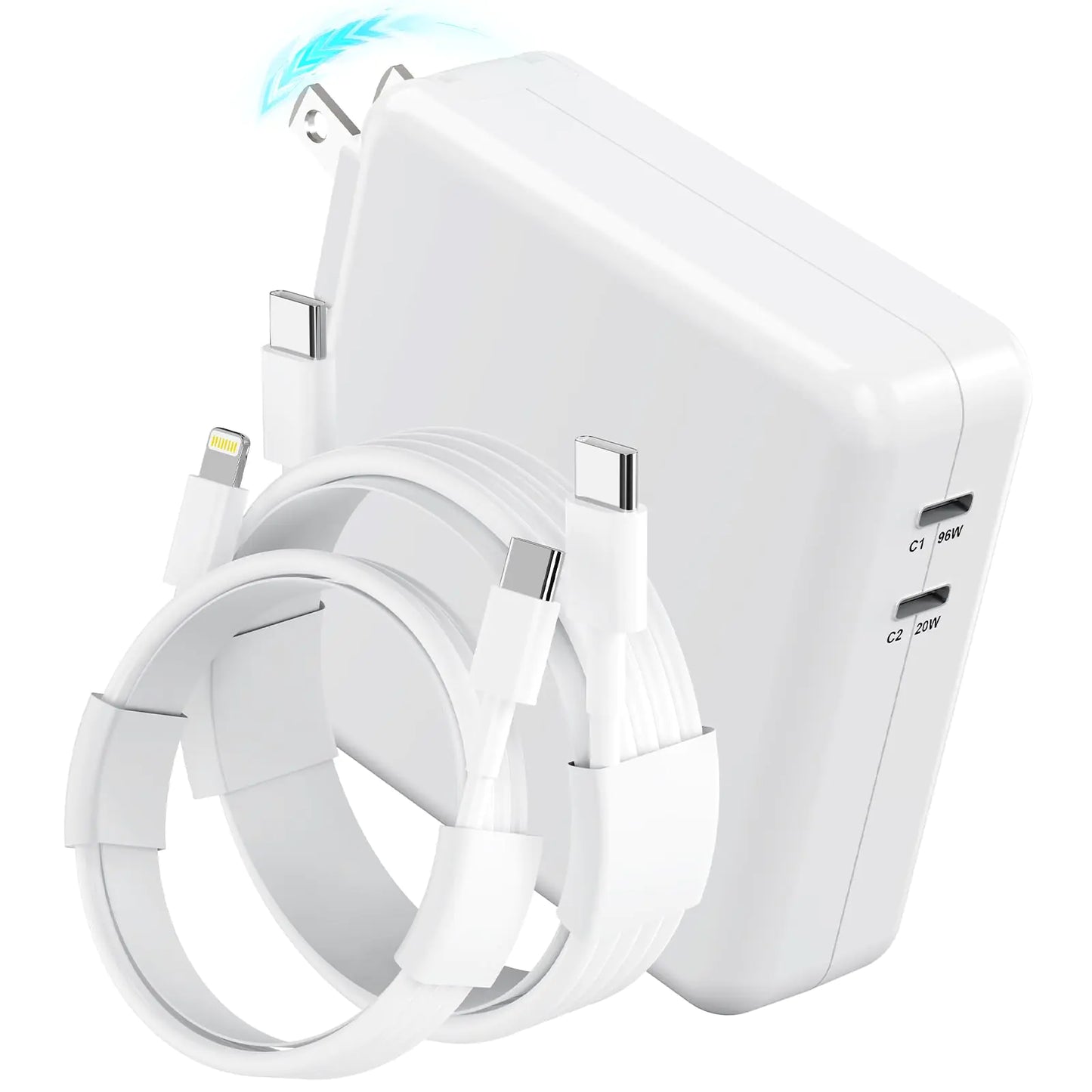 Style Loft Collection x MacBook Pro Charger - 96W Dual USB-C Charger Block Compatible with MacBook Pro 16 15 14 13 Inch MacBook Air 13 Inch 2-Port Power Adapter with Included 2 Cables