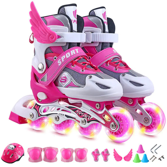 Style Loft Collection KidsLoft Winged Riders Adjustable Inline Skates, Helmet, and Pads