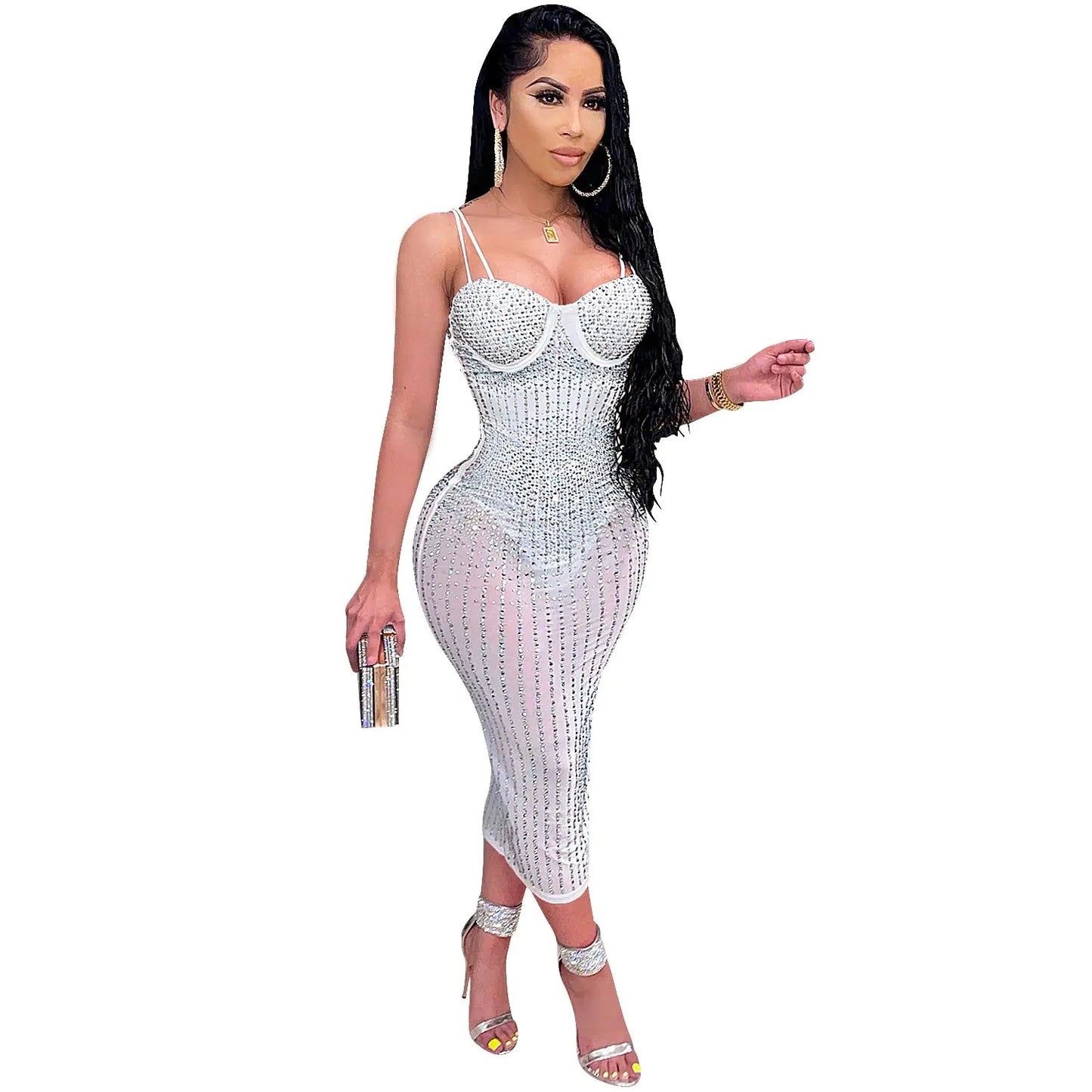 Style Loft Collection See-through Rhinestone Strap Dress