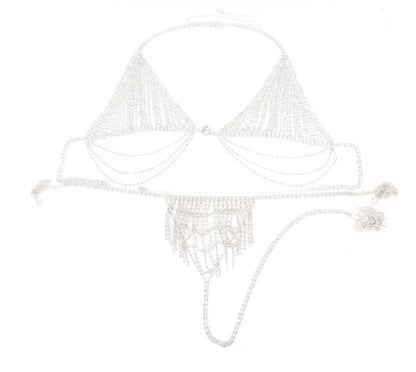 Style Loft Collection Rhinestone Tassel Bikini Set