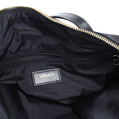Style Loft Collection x Versace Medium Black Nylon La Medusa Shoulder Tote Bag