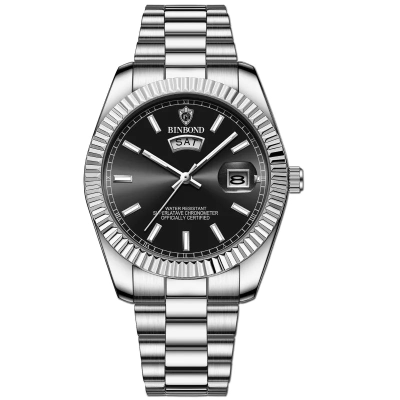 Style Loft Collection Plan-les-Ouates Steel Belt Waterproof Double Calendar Luminous Watch
