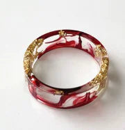 Style Loft Collection Handmade Dried Flowers and Gold Foil Resin Ring
