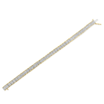 Style Loft Collection 14K Gold 5.00 Ctw Square Princess Cut White Diamond Rectangular Invisible Set Link Tennis Bracelet (H-I Color, SI2-I1 Clarity) - 7.25” Inches