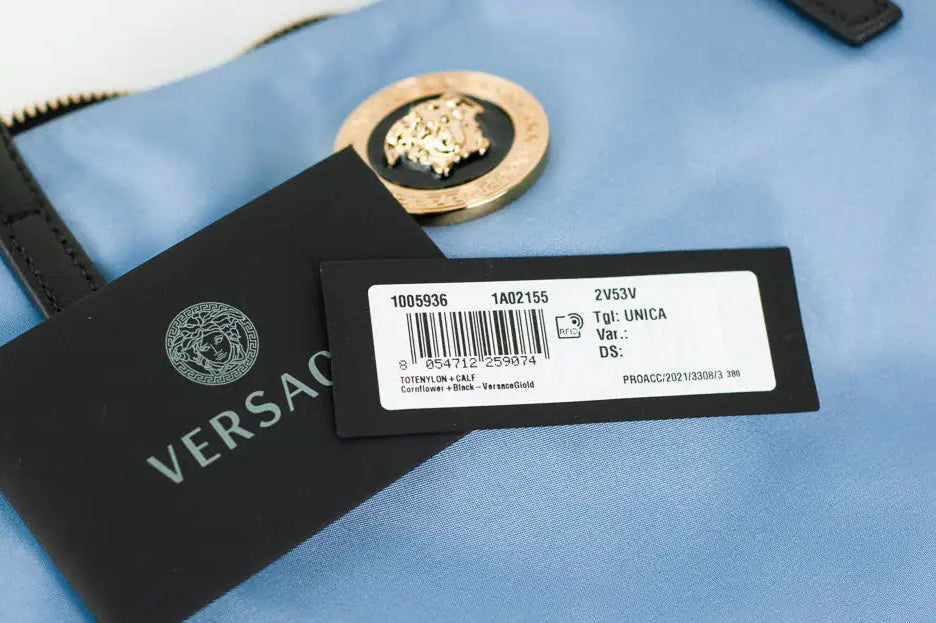 Style Loft Collection x Versace Portuna Medusa Medium Cornflower Blue Nylon Leather Tote