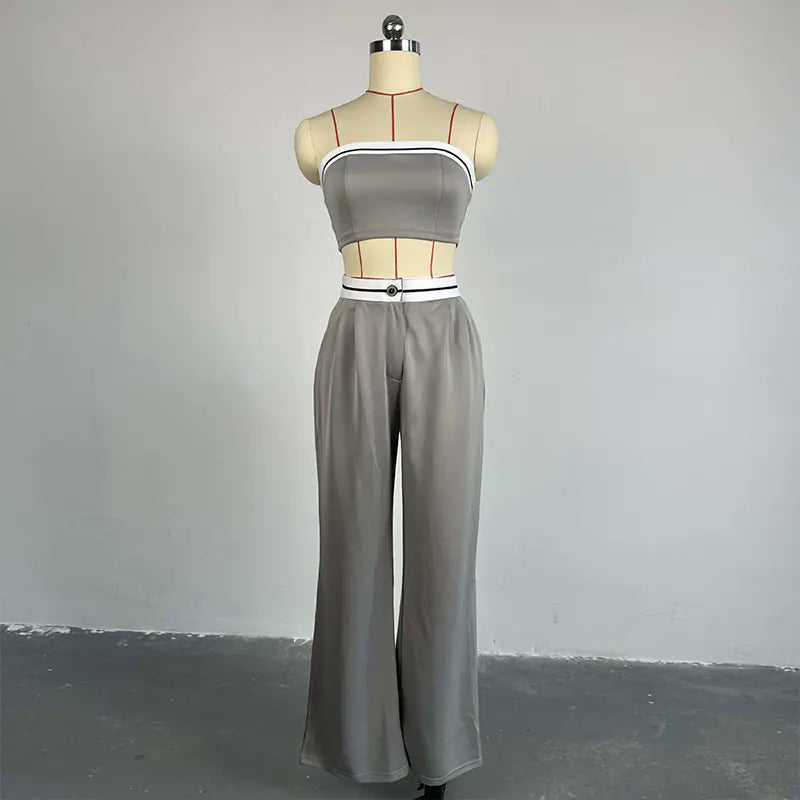Style Loft Collection Let's Grab Sushi Crop Top and High-Waist Pants Set