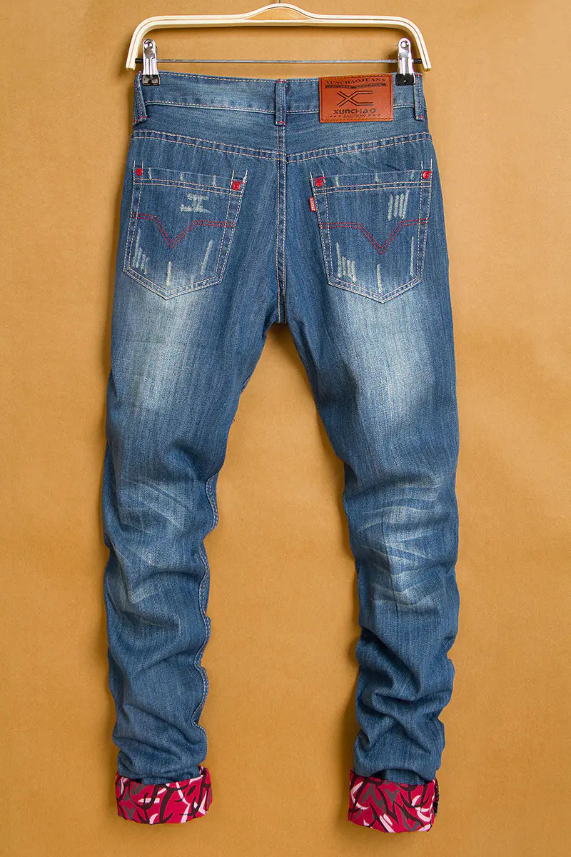 Style Loft Collection Ripped Red Cuffed Denim Jeans