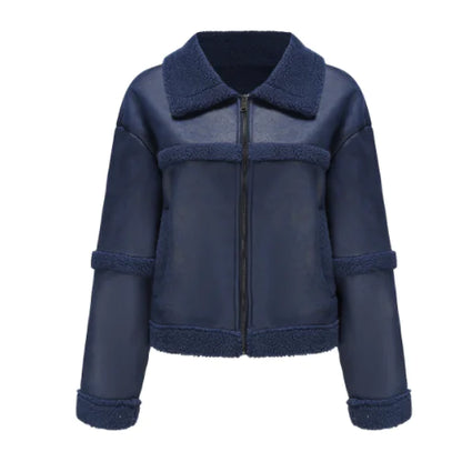 Style Loft Collection Petite Reversible Shearling and Vegan Leather Jacket