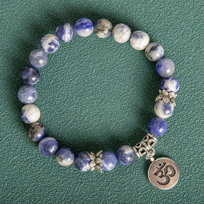 Style Loft Collection Agate Blue Stone Lotus Beaded Bracelet