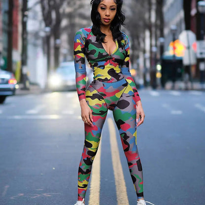 Style Loft Collection Beline V-Neck Camo Bodysuit