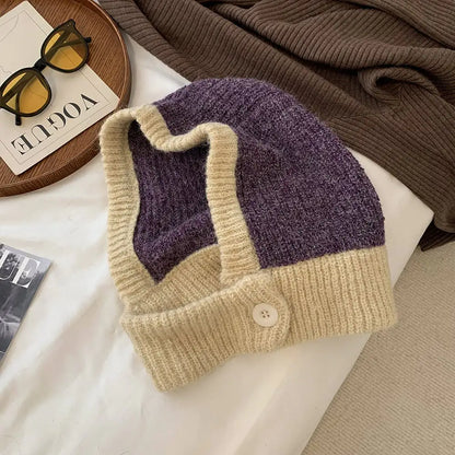 Style Loft Collection Button Up Wool Cap and Neck Warmer