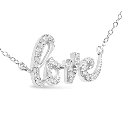 Style Loft Collection Love .925 Sterling Silver 1/5 Ctw Round Diamond 18" Pendant Necklace (I-J Color, I2-I3 Clarity)