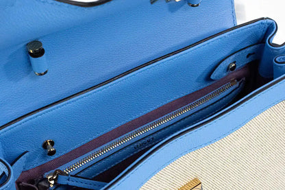 Style Loft Collection x Versace La Medusa Blue Leather Canvas Satchel Tote