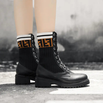 Style Loft Collection Knitted Leather Boots