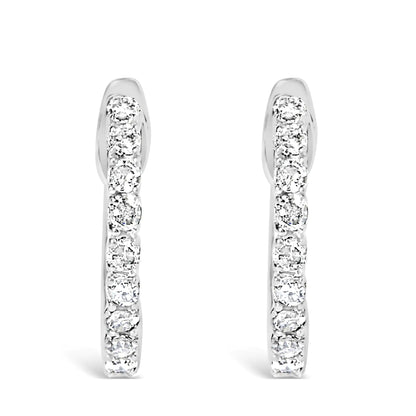 Style Loft Collection .925 Sterling Silver 1/6 Ctw Diamond Petite Hoop Earrings (I-J Color, I2-I3 Clarity)