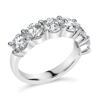 Style Loft Collection Band Ring 14K White Gold 3.0 Ctw Lab-Grown Diamond Shared Prong Set 6 Stone (G-H Color, VS2-SI1 Clarity)
