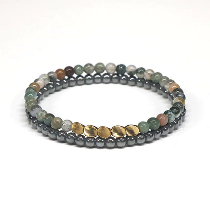 Stylel Loft Collection Natural Agate & Bronze Beaded Bracelet