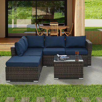 Style Loft Collection All-Weather Wicker Patio Set with Glass Table