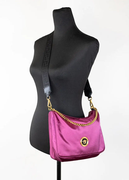 Style Loft Collection x Versace Small Dahlia Nylon Medusa Pendant Crossbody Shoulder Bag