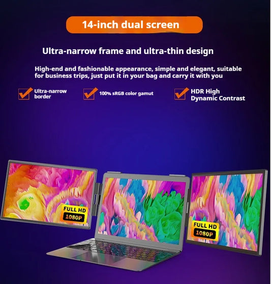 Style Loft Collection CyberStyle 14-inch 1080p Two-Screen Rotatable Laptop Monitors