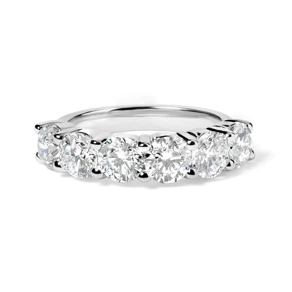 Style Loft Collection Band Ring 14K White Gold 3.0 Ctw Lab-Grown Diamond Shared Prong Set 6 Stone (G-H Color, VS2-SI1 Clarity)