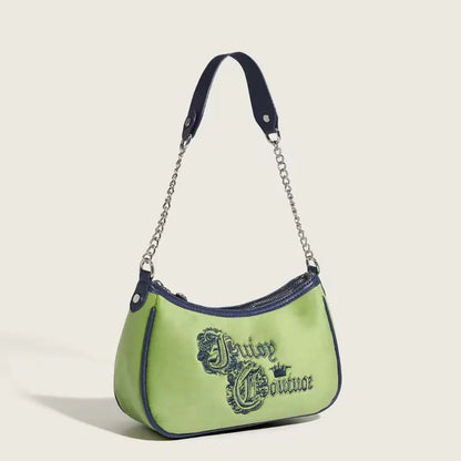 Style Loft Collection Juicy Green Apple Embroidered Saddle Bag