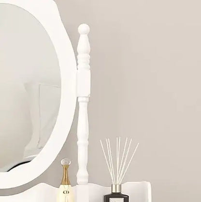 Style Loft Collection Elegant Vanity Table Set with Oval Mirror and Stool