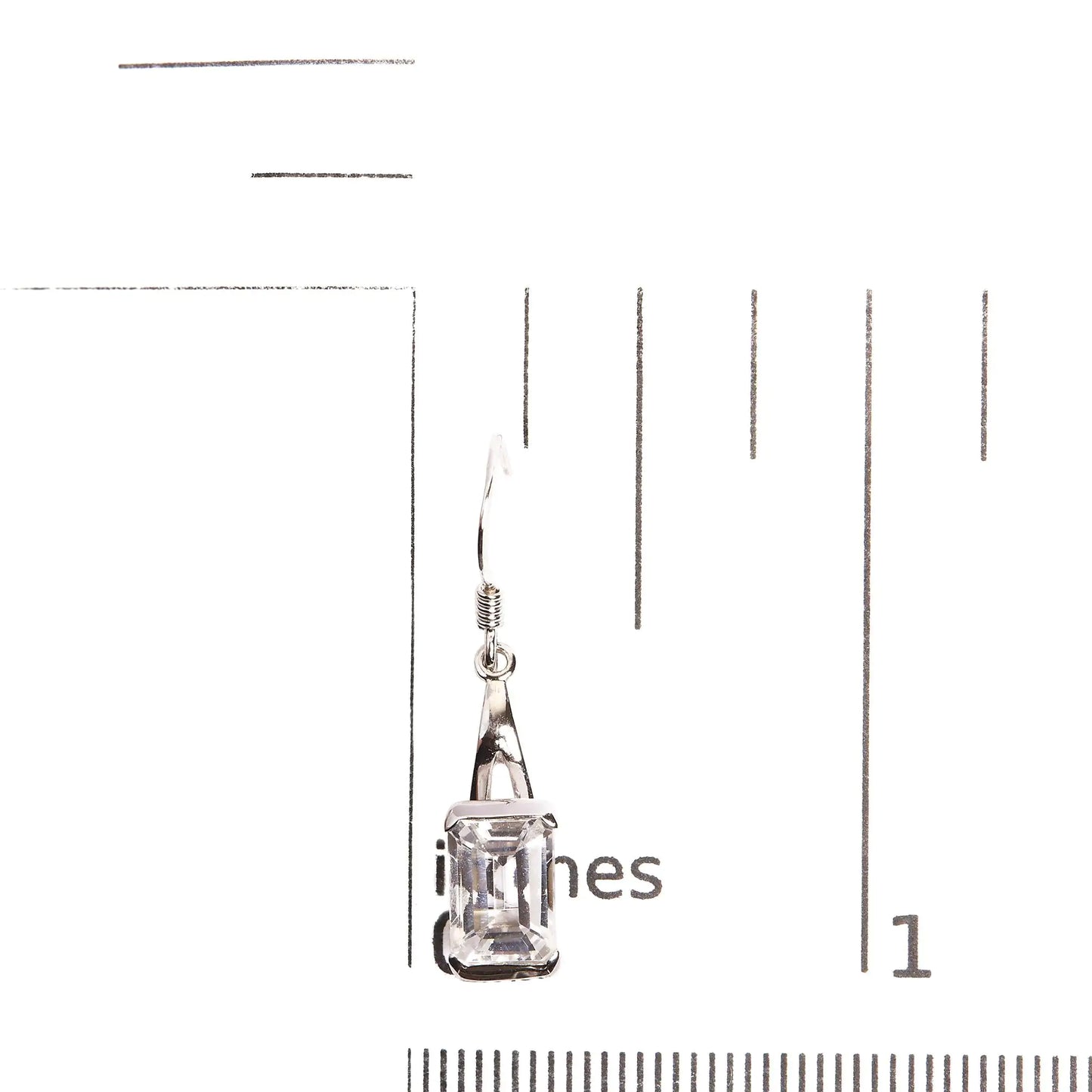 Style Loft Collection Emerald Cut White Topaz .925 Sterling Silver 3.0 Ctw Solitaire Dangle Earring - AAA Quality