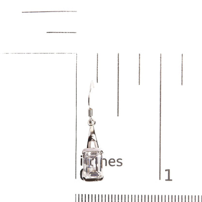 Style Loft Collection Emerald Cut White Topaz .925 Sterling Silver 3.0 Ctw Solitaire Dangle Earring - AAA Quality