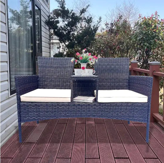 Style Loft Collection Rattan Garden Lounge Set with Glass Table