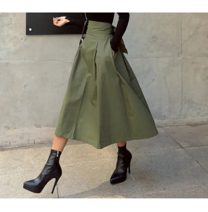 Style Loft Collection Vita Army Green Mid-Length Skirt