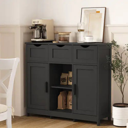 Style Loft Collection Versatile Black Storage Cabinet with Shelves and Drawers