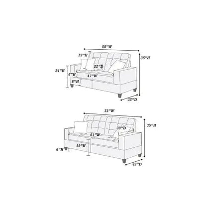 Style Loft Collection Solid Pine Charcoal 2pc Living Room Furniture Set