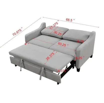 Style Loft Collection Silver 3-in-1 Convertible Queen Sofa Bed