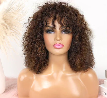 Style Loft Collection Bouncy Curl Megan and Bangs Human Hair Wig