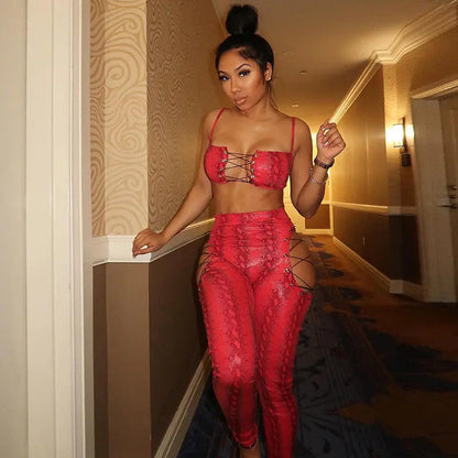 (.09) Style Loft Collection Hips for Days Lace-Up Outfit Set