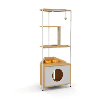 Style Loft Collection Feline Corner Funhouse with Feeder & Climber