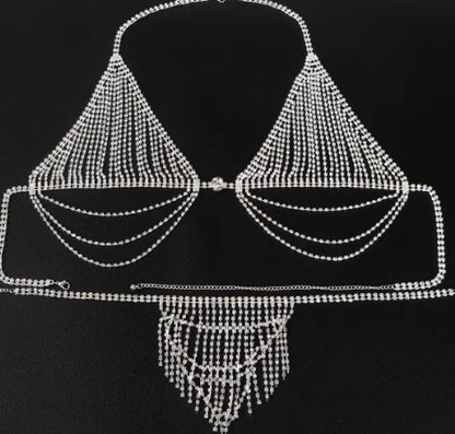 Style Loft Collection Rhinestone Tassel Bikini Set