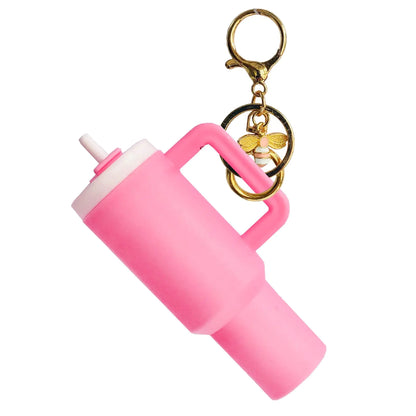 Style Loft Collection Mini Stanley Cup Keychain Mini Tumbler Keychain Chapstick Holder Tiny Stanley Keychain Tumbler Cup Lip Balm Holder Keychains For Women Pink Stanley Cup Accessories