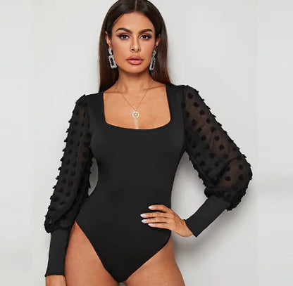 Style Loft Collection Sexy Can I Mesh Long Sleeve Bodysuit