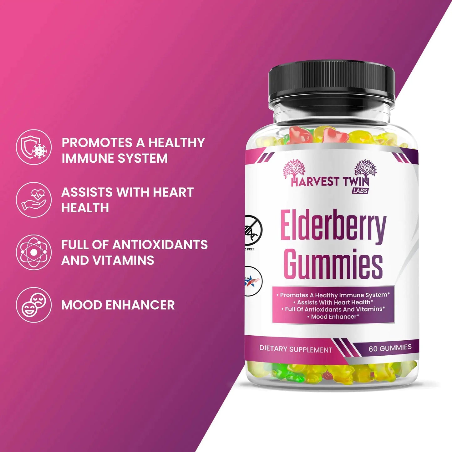 Style Loft Collection Elderberry Gummies for Immunity, Heart Health, and Mood Enhancement