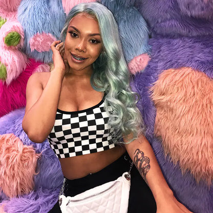 Style Loft Collection Chess Board Spaghetti Strap Crop Top Camisole