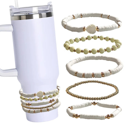 Style Loft Collection Bracelets Accessories for Stanley Cup5 Pcs Maple Leaf Stanley Cup AccessoriesStanley Cup Decorations for 30oz/40oz Stanley Cups(White)