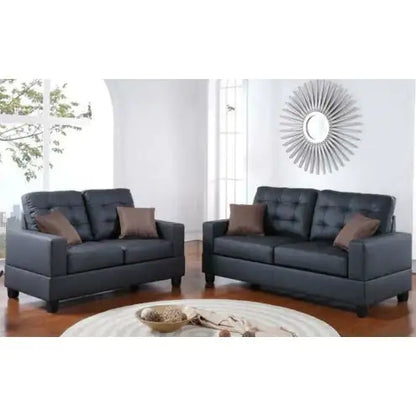 Style Loft Collection 2pc Tufted Vegan Leather Living Room Sofa Set
