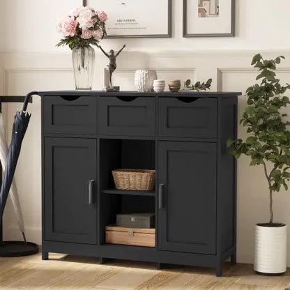 Style Loft Collection Versatile Black Storage Cabinet with Shelves and Drawers